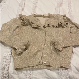 New crewcuts sz 8 gold glitter ruffle cardigan